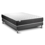 Ensemble 140x190 matelas ressorts ensachs sommier gris