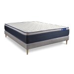 Ensemble 160x200 matelas latex et mmoire de forme sommier kit gris