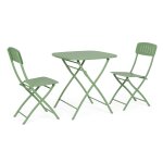 Ensemble de 2 chaises et 1 table bistrot en acier �lectrolaqu� vert