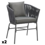 Ensemble de 2 chaises effet corde tresse avec housses amovibles gris