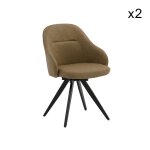 Ensemble de 2 chaises pivotantes en simili cuir marron et pieds noir