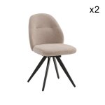 Ensemble de 2 chaises pivotantes en tissu beige et pieds en mtal noir