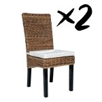 Ensemble de 2 chaises en rotin avec coussin inclus