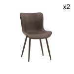 Ensemble de 2 chaises en simili cuir marron et pieds en mtal marron