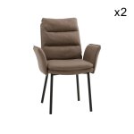 Ensemble de 2 chaises en simili cuir marron et pieds en mtal noir