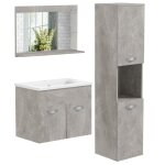 Ensemble 3 meubles salle de bain avec vasque aspect béton ciré Ensemble 3 meubles salle de bain avec vasque aspect béton ciré