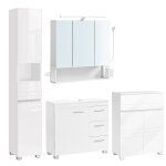 Ensemble de 4 armoire murale avec éclairage étagère réglable blanc Ensemble de 4 armoire murale avec éclairage étagère réglable blanc