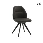 Ensemble de 4 chaises pivotantes en simili - cuir anthracite, pieds noir
