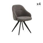 Ensemble de 4 chaises pivotantes en tissu gris et pieds en mtal noir