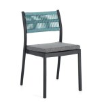 Ensemble de 4 chaises en polypropylne anthracite et corde tresse