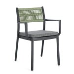 Ensemble de 4 chaises en polypropylne anthracite et corde tresse
