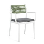 Ensemble de 4 chaises en polypropylne blanc et corde tresse verte