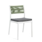 Ensemble de 4 chaises en polypropylne blanc et corde tresse verte