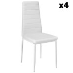 Ensemble 4 chaises de salle  manger aspect cuir ergonomique blanc