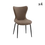 Ensemble de 4 chaises en simili cuir marron et pieds en mtal noir