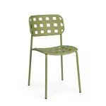 Ensemble de 4 chaises vertes en polypropylne et acier, empilables