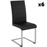 Ensemble de 6 chaises style scandinave housse en cuir synthtique noir