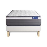 Ensemble 90x200 matelas hybride sommier kit blanc
