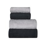 Ensemble de bain 4 pièces bicolores en coton carbone / gris perle Ensemble de bain 4 pièces bicolores en coton carbone / gris perle