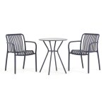 Ensemble de balcon avec table ronde et deux chaises bleu