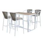 Ensemble de bar 5 pièces, 4 tabourets de bar, aluminium / polywood Ensemble de bar 5 pièces, 4 tabourets de bar, aluminium / polywood