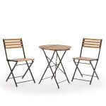 Ensemble bistro de jardin 3 pices noir, table et 2 chaises