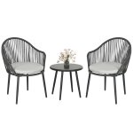 Ensemble bistro jardin style acapulco 2 places 3 pices avec coussins