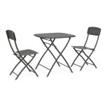 Ensemble bistrot avec table et 2 chaises en acier anthracite
