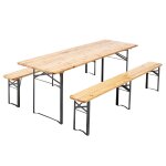 Ensemble brasserie table et bancs de jardin en bois 220 cm Ensemble brasserie table et bancs de jardin en bois 220 cm