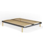 Ensemble cadre  lattes avec pieds metal gris 140x190 cm