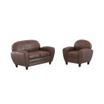 Ensemble canapé et fauteuil marron 3 places - club Ensemble canapé et fauteuil marron 3 places - club