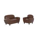 Ensemble canap et fauteuil marron fonc 3 places - club