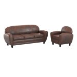 Ensemble canapé et fauteuil marron vieilli 4 places Ensemble canapé et fauteuil marron vieilli 4 places