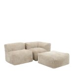 Ensemble canap� poufs 3 pi�ces : angle, fauteuil et repose - pieds beige