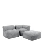 Ensemble canap� poufs 3 pi�ces : angle, fauteuil et repose - pieds gris