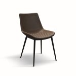 Ensemble de chaises en �co - cuir matelass� marron - lot de 2 chaises