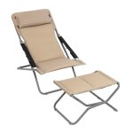Ensemble chaise longue et repose - jambes en acier beige