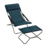Ensemble chaise longue et repose - jambes en acier bleu