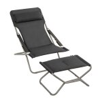 Ensemble chaise longue et repose - jambes en acier gris