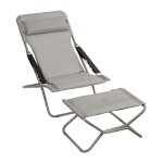Ensemble chaise longue et repose - jambes en acier gris