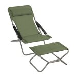 Ensemble chaise longue et repose - jambes en acier vert