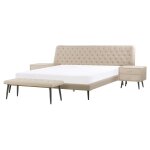 Ensemble de chambre cuir pu 160 x 200 cm beige