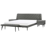 Ensemble de chambre cuir pu 180 x 200 cm gris