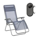 Ensemble fauteuil relax et porte gobelet en acier bleu