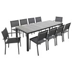 Ensemble de jardin 10 places table effet béton ciré gris Ensemble de jardin 10 places table effet béton ciré gris