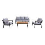 Ensemble de jardin avec banc en aluminium, anthracite / marron