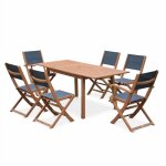 Ensemble de jardin en bois 6 places anthracite Ensemble de jardin en bois 6 places anthracite