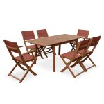 Ensemble de jardin en bois 6 places terracotta Ensemble de jardin en bois 6 places terracotta