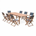 Ensemble de jardin en bois eucalyptus 8 places anthracite Ensemble de jardin en bois eucalyptus 8 places anthracite