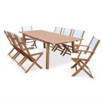 Ensemble de jardin en bois eucalyptus 8 places blanc Ensemble de jardin en bois eucalyptus 8 places blanc